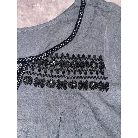 Ultrapink Womens Boho Chic Gray Tunic Top With Beaded Details & Bell Sleeves Siz - Picture 7 of 8
